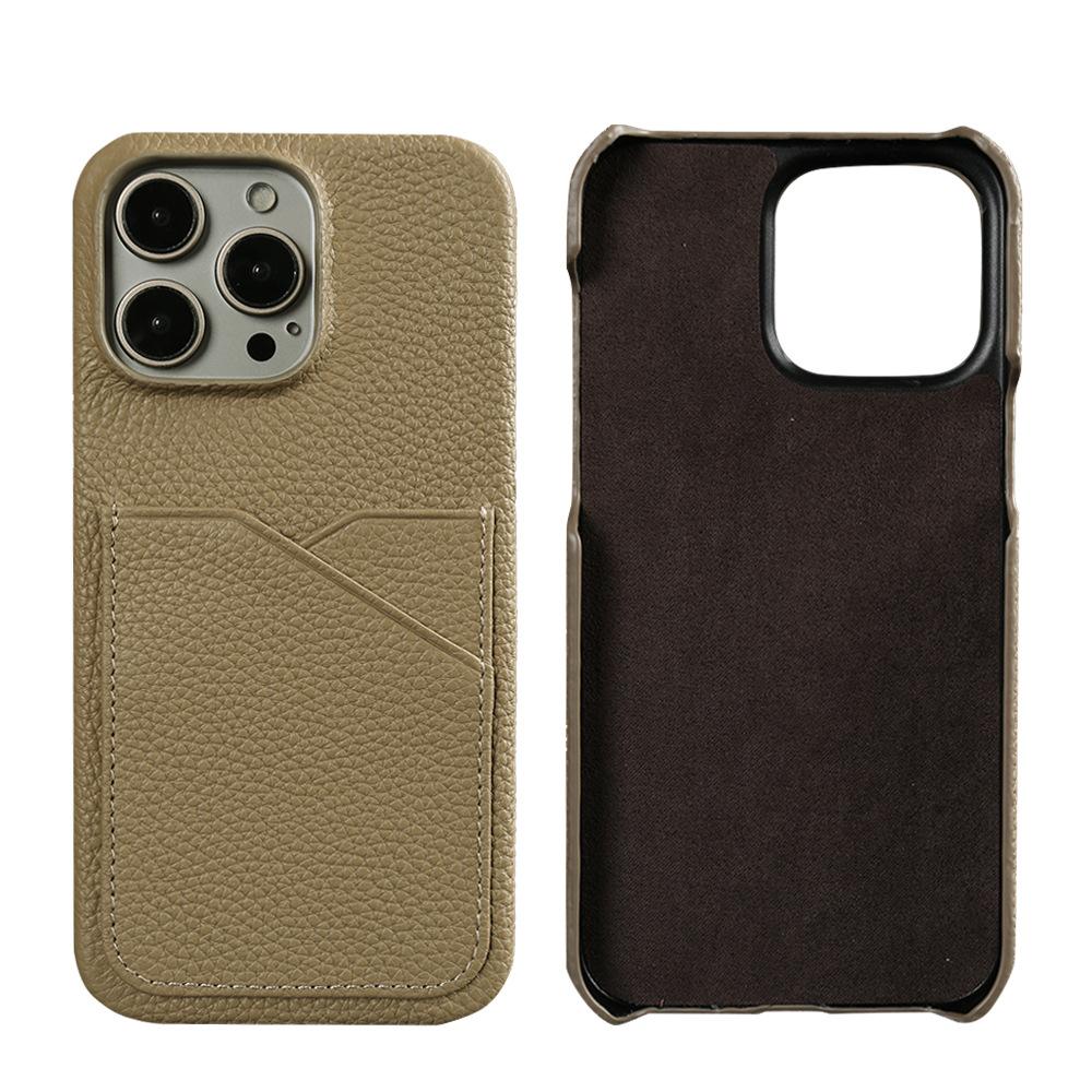 Custom Handmade Full-Grain Leather iPhone 16 Pro Max Case with Card Slot - 3rd Anniversary Gift, Engraved Luxury Protective Cover