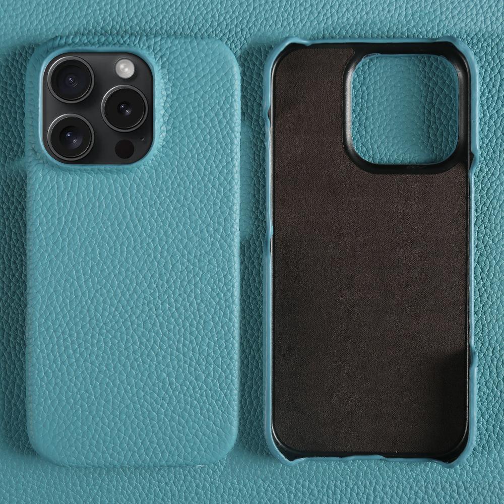 Custom Engraved Leather iPhone Cases - Personalized 3rd Anniversary Gifts with Name & Date, Premium Full-Grain Leather, Anti-Scratch & Shockproof (iPhone 16/15/14/13 Series)