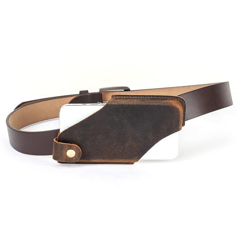 Leather Phone Holster For Him - 3rd Anniversary Gift with "N & D • 1095 Days+" Engraving