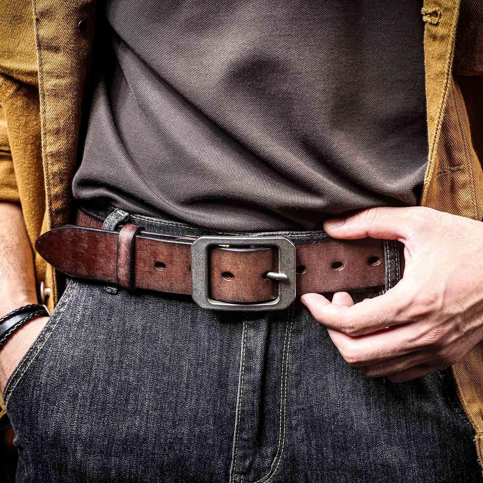 Playful 3rd Anniversary Leather Belt - "Think of Me" Husband Gift with Private Humor