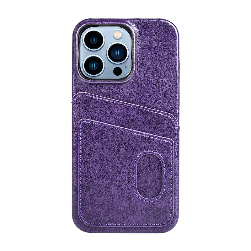 Custom Leather Card Holder iPhone 16 Case with Engraving - 3rd Anniversary Gift, Slim Dual Slot Design, PC+Leather Protective Cover