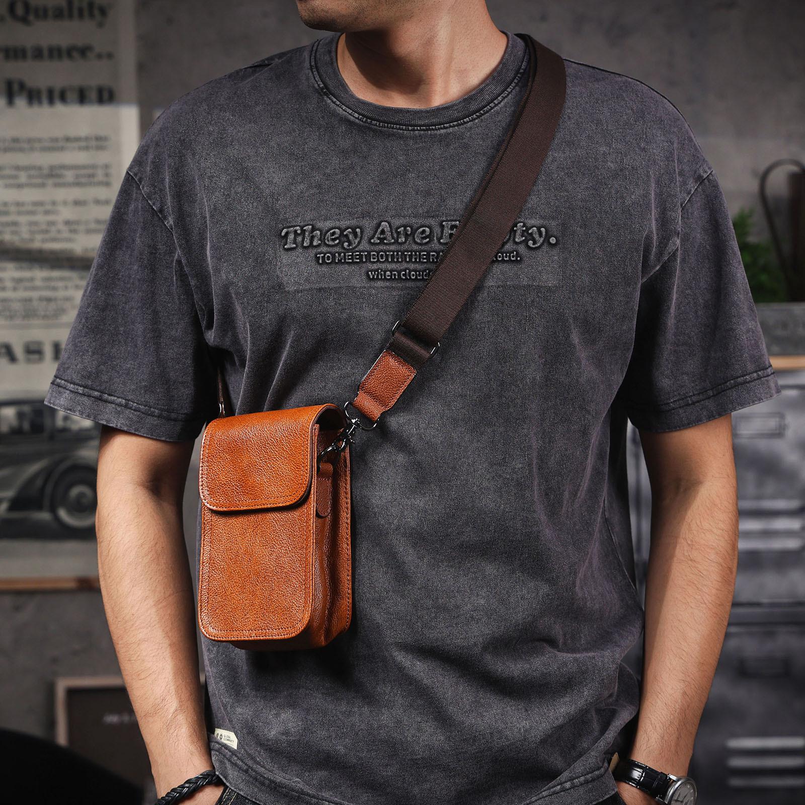 Mini Crossbody Phone Bag - Leather Anniversary Gift with "N & D • 1095 Days+" Engraving
