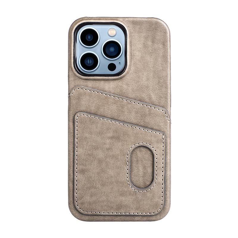 Custom Leather Card Holder iPhone 16 Case with Engraving - 3rd Anniversary Gift, Slim Dual Slot Design, PC+Leather Protective Cover