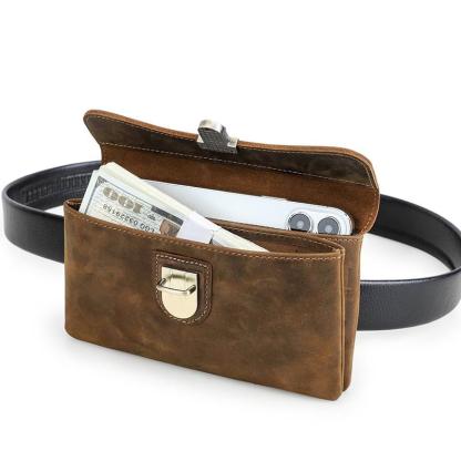 Crazy Horse Leather Belt Bags - 3rd Anniversary Leather Gifts with Engraving