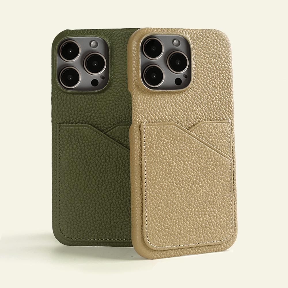 Custom Handmade Full-Grain Leather iPhone 16 Pro Max Case with Card Slot - 3rd Anniversary Gift, Engraved Luxury Protective Cover