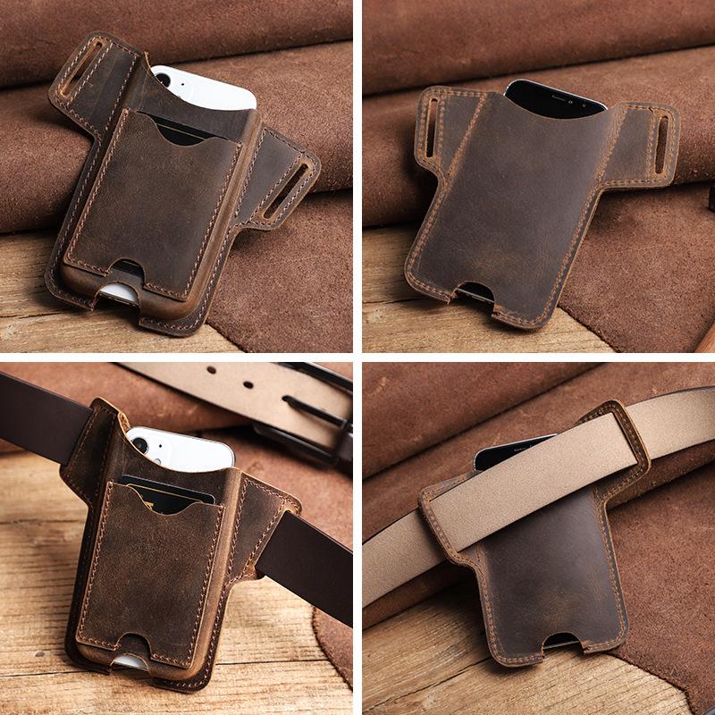 Leather Phone Holster - Anniversary Gift Engraved with "N & D • 1095 Days+"