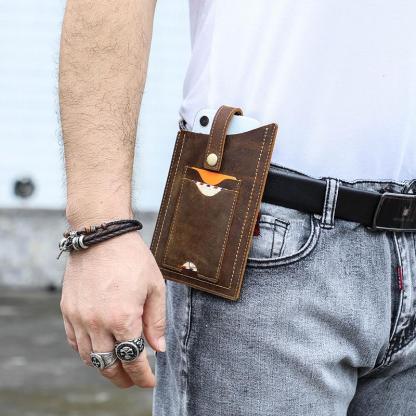 3rd Anniversary Leather Phone Holster - Engraved with "N & D • 1095 Days+"