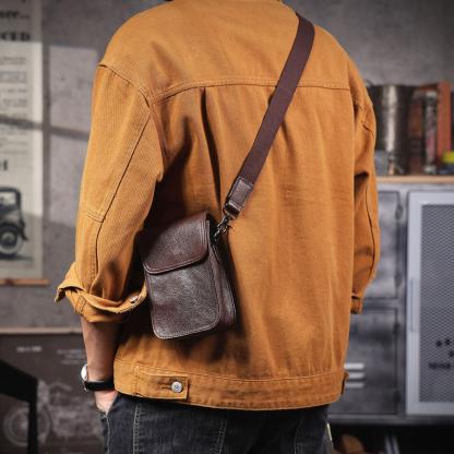 Mini Crossbody Phone Bag - Leather Anniversary Gift with "N & D • 1095 Days+" Engraving