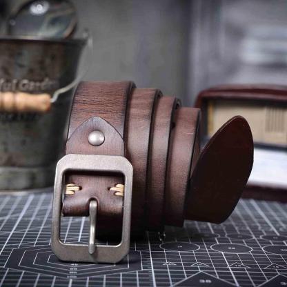 Playful 3rd Anniversary Leather Belt - "Think of Me" Husband Gift with Private Humor