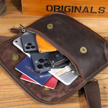 Mini Phone Chest Bag, Leather Wedding Anniversary Present