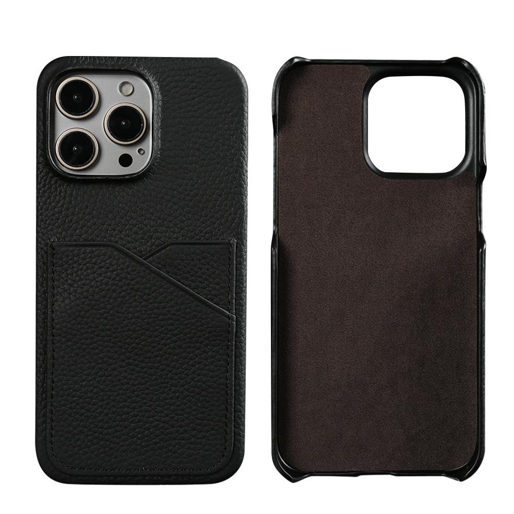 Custom Handmade Full-Grain Leather iPhone 16 Pro Max Case with Card Slot - 3rd Anniversary Gift, Engraved Luxury Protective Cover