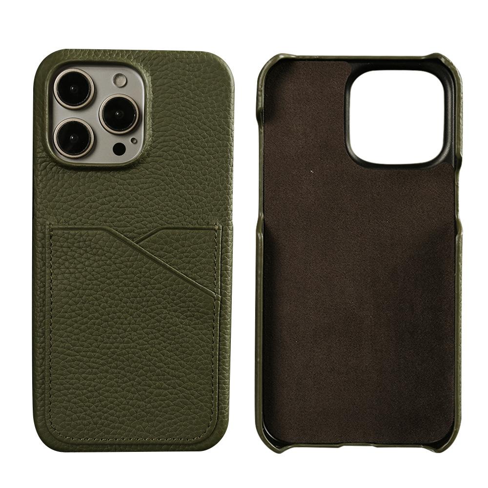 Custom Handmade Full-Grain Leather iPhone 16 Pro Max Case with Card Slot - 3rd Anniversary Gift, Engraved Luxury Protective Cover