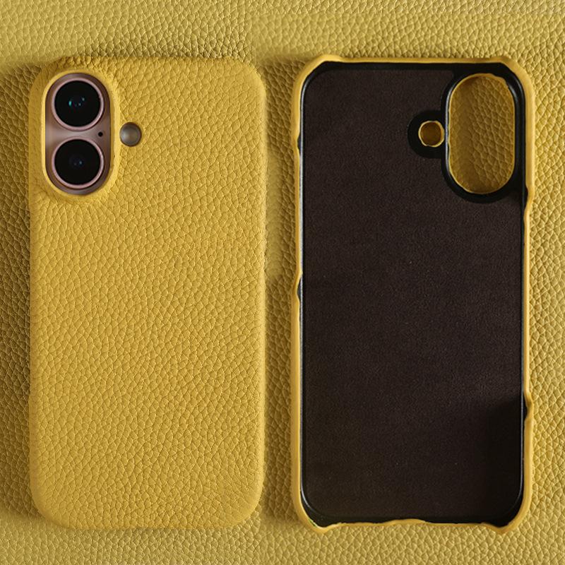 Custom Engraved Leather iPhone Cases - Personalized 3rd Anniversary Gifts with Name & Date, Premium Full-Grain Leather, Anti-Scratch & Shockproof (iPhone 16/15/14/13 Series)