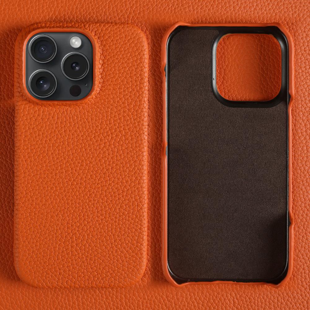 Custom Engraved Leather iPhone Cases - Personalized 3rd Anniversary Gifts with Name & Date, Premium Full-Grain Leather, Anti-Scratch & Shockproof (iPhone 16/15/14/13 Series)
