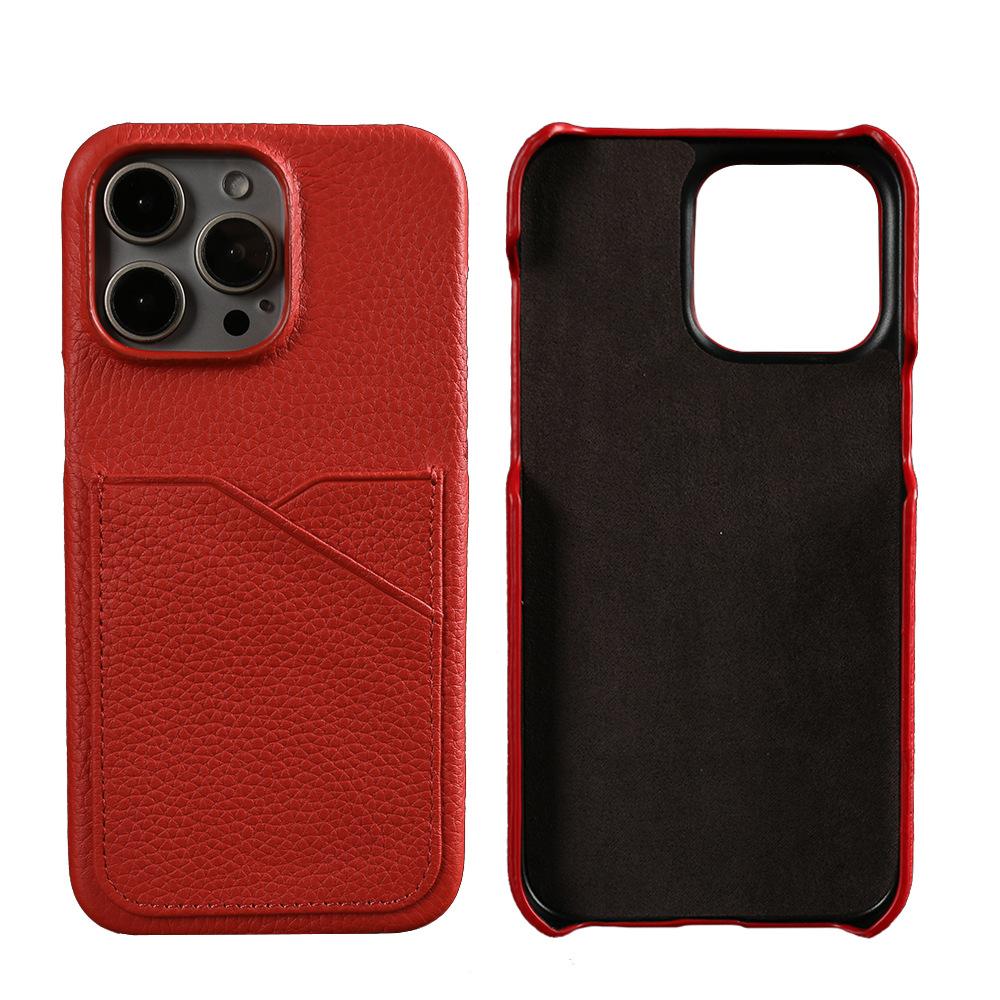 Custom Handmade Full-Grain Leather iPhone 16 Pro Max Case with Card Slot - 3rd Anniversary Gift, Engraved Luxury Protective Cover