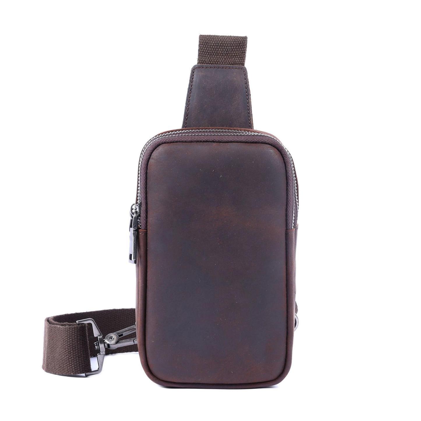 Leather Wedding Anniversary Gifts, Dark Coffee Chest Bag