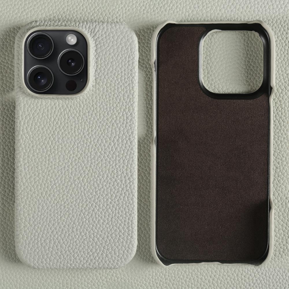 Custom Engraved Leather iPhone Cases - Personalized 3rd Anniversary Gifts with Name & Date, Premium Full-Grain Leather, Anti-Scratch & Shockproof (iPhone 16/15/14/13 Series)