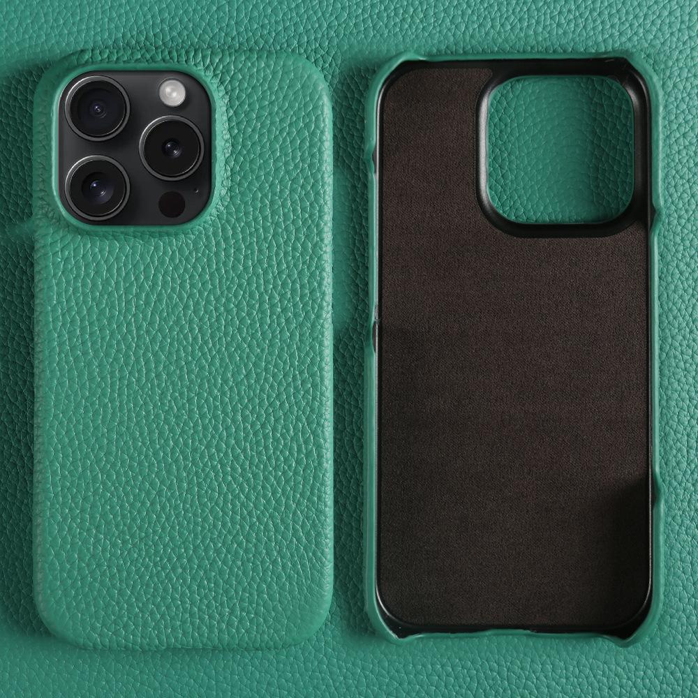 Custom Engraved Leather iPhone Cases - Personalized 3rd Anniversary Gifts with Name & Date, Premium Full-Grain Leather, Anti-Scratch & Shockproof (iPhone 16/15/14/13 Series)
