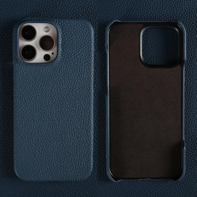 Custom Engraved Leather iPhone Cases - Personalized 3rd Anniversary Gifts with Name & Date, Premium Full-Grain Leather, Anti-Scratch & Shockproof (iPhone 16/15/14/13 Series)