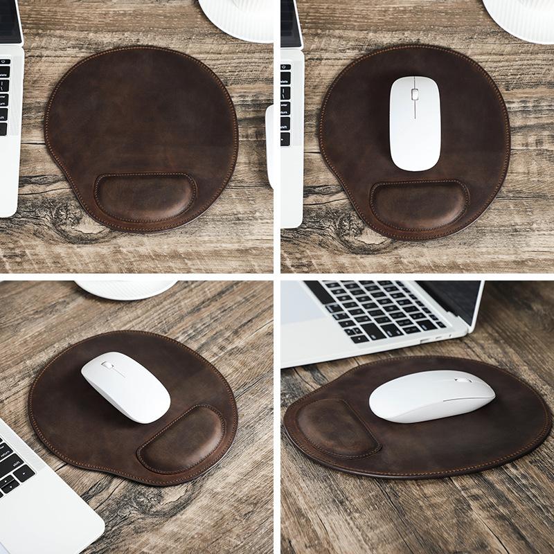 "Timeless Tandem" Personalized Leather Wedding Anniversary Gifts for Him - 3D Mouse Pad with Wrist Rest (22x23.8cm)