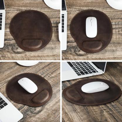"Timeless Tandem" Personalized Leather Wedding Anniversary Gifts for Him - 3D Mouse Pad with Wrist Rest (22x23.8cm)