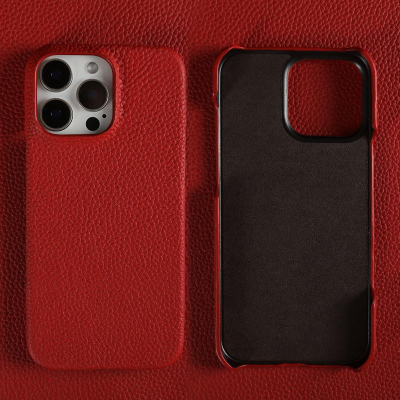 Custom Engraved Leather iPhone Cases - Personalized 3rd Anniversary Gifts with Name & Date, Premium Full-Grain Leather, Anti-Scratch & Shockproof (iPhone 16/15/14/13 Series)