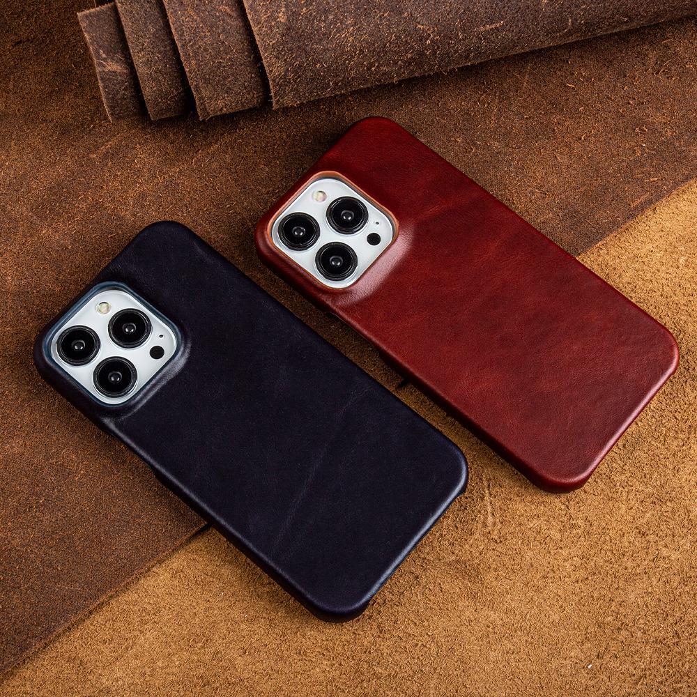 Custom Handmade Leather iPhone 16/15 Pro Max Case - Personalized 3rd Anniversary Gift, Luxury Semi-Wrap Protective Cover