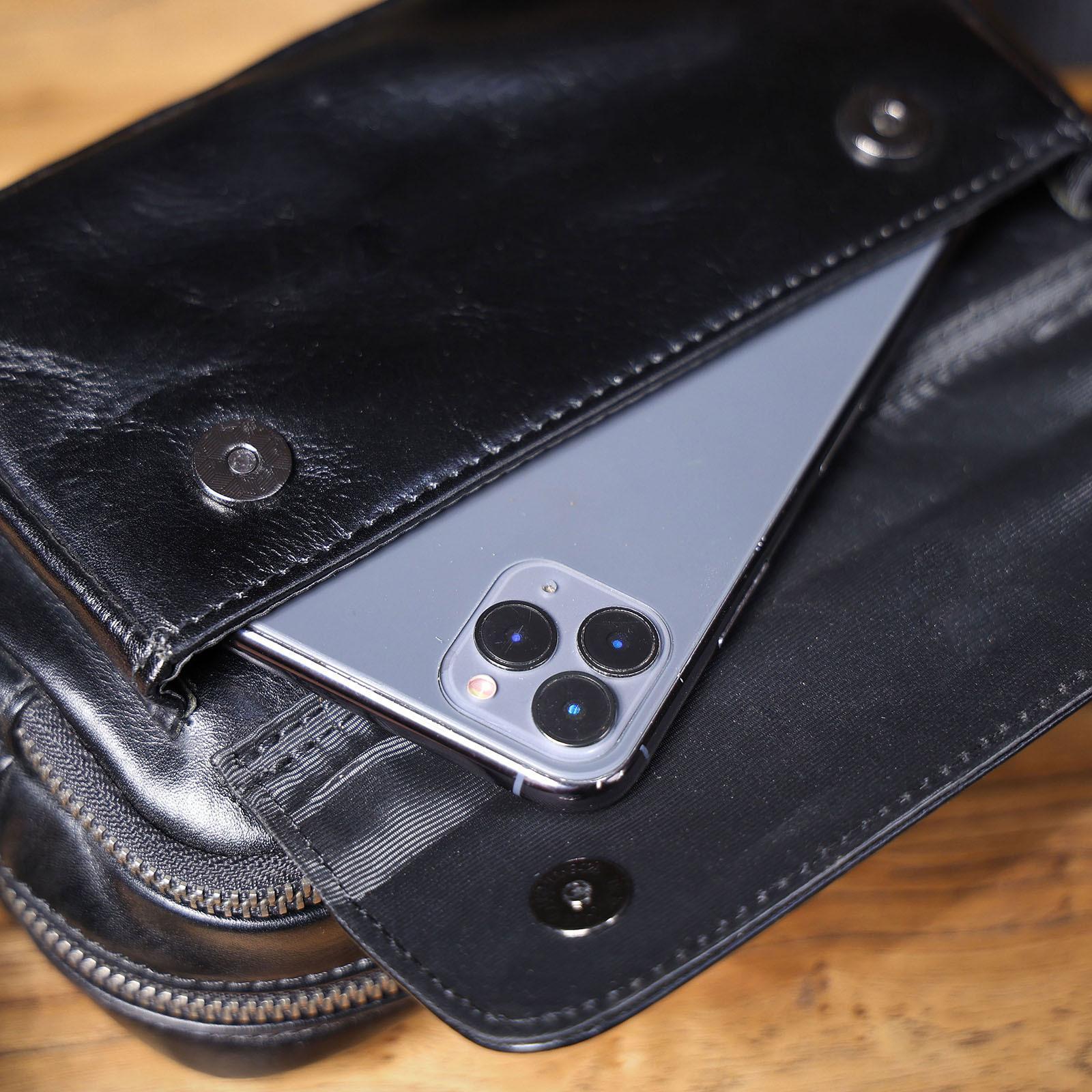 Black Crossbody Phone Bags, Leather Anniversary Gifts For Him