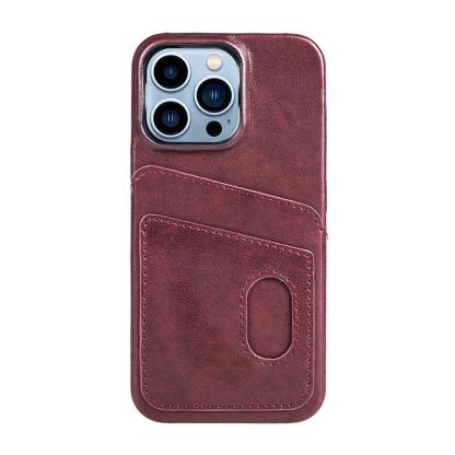 Custom Leather Card Holder iPhone 16 Case with Engraving - 3rd Anniversary Gift, Slim Dual Slot Design, PC+Leather Protective Cover