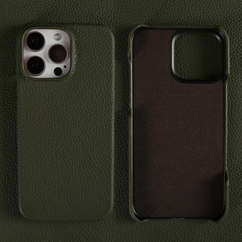 Custom Engraved Leather iPhone Cases - Personalized 3rd Anniversary Gifts with Name & Date, Premium Full-Grain Leather, Anti-Scratch & Shockproof (iPhone 16/15/14/13 Series)