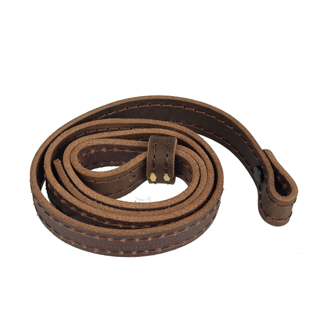 Leather Rifle Sling - Premium 4mm Cowhide Adjustable Gun Strap with Solid Brass Hardware