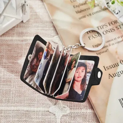 Custom Mini Photo Album Keychain, Custom Leather Keychains, Unique Birthday, Anniversary, Wedding, Father's Day Gifts