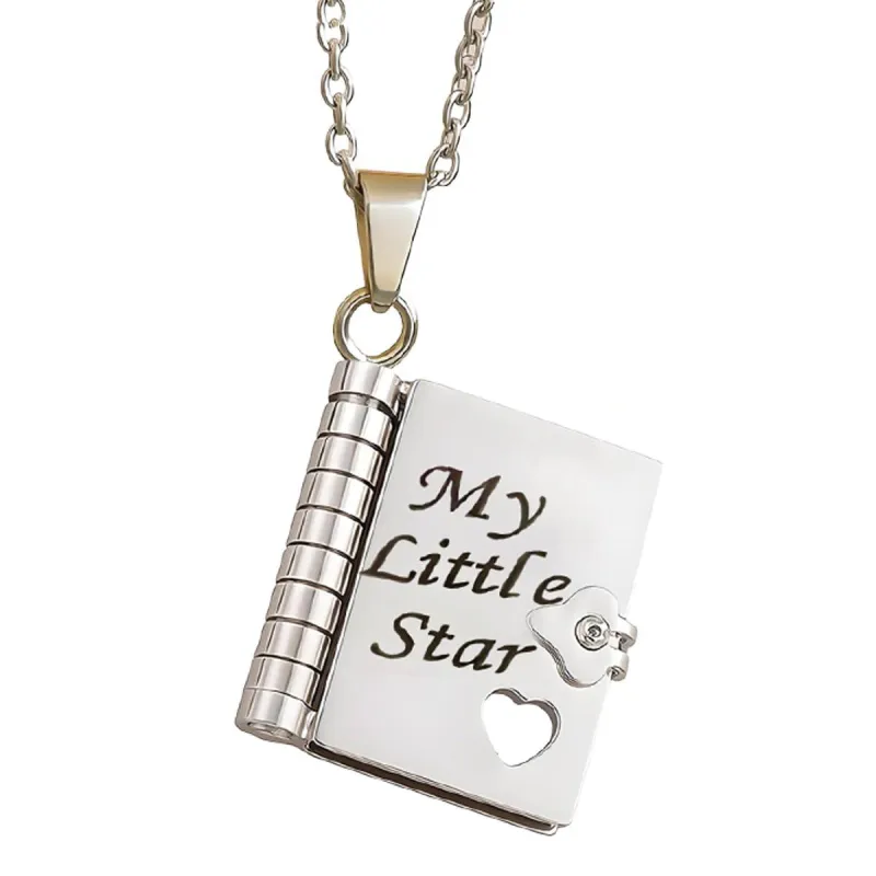 Personalized Book Necklace, Adjustable Pendant with Message Inside, Meaningful Jewelry Gift