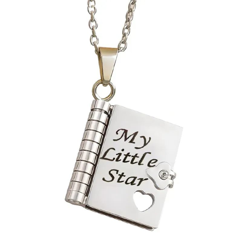 Personalized Book Necklace, Adjustable Pendant with Message Inside, Meaningful Jewelry Gift