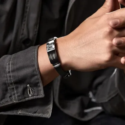 Custom Men's Photo Engraved Bracelet, Personalized Bracelet For Men, Perfect Gift For Father's Day, Anniversary, Valentine's Day