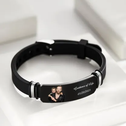 Custom Men's Photo Engraved Bracelet, Personalized Bracelet For Men, Perfect Gift For Father's Day, Anniversary, Valentine's Day