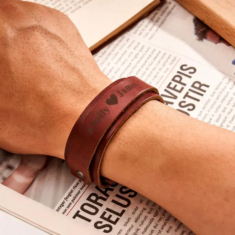 Personalized Men Leather Bracelet, Leather Bracelet with Secret Message Text , for Men Gift for Boyfriend