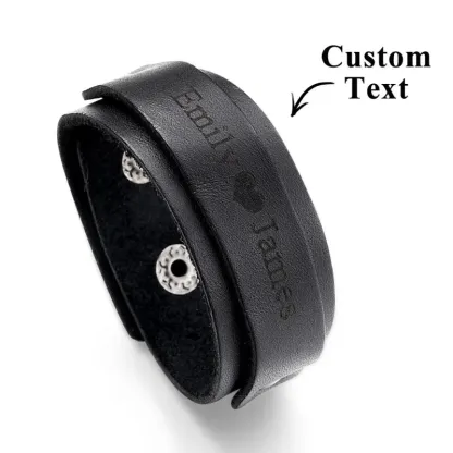 Personalized Men Leather Bracelet, Leather Bracelet with Secret Message Text , for Men Gift for Boyfriend