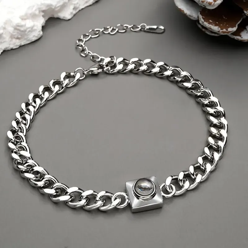 Custom Projection Bracelet with Square Links, Especially Special Gift for Your Boyfriend or Husband