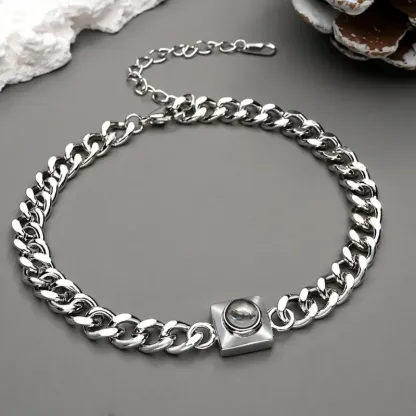 Custom Projection Bracelet with Square Links, Especially Special Gift for Your Boyfriend or Husband