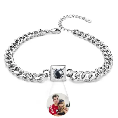 Custom Projection Bracelet with Square Links, Especially Special Gift for Your Boyfriend or Husband