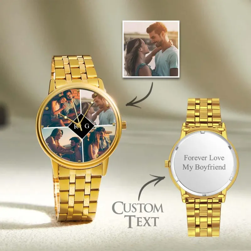 Custom Engraved Photo Watch for Men， Personalized Engraved Picture Watch For Valentine's Day To Boyfriend