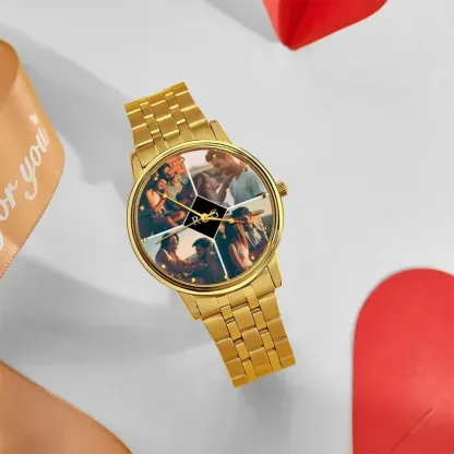 Custom Engraved Photo Watch for Men， Personalized Engraved Picture Watch For Valentine's Day To Boyfriend