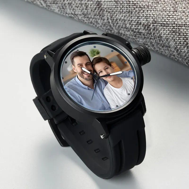 Custom Men's Photo Watch, Family Sport Plastic Strap Watch Father's Day, Valentine's Day, Anniversary Gift