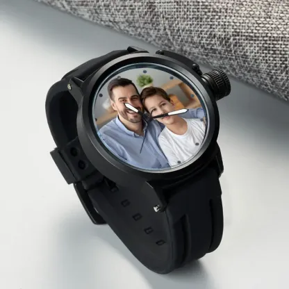Custom Men's Photo Watch, Family Sport Plastic Strap Watch Father's Day, Valentine's Day, Anniversary Gift