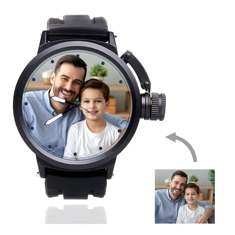 Custom Men's Photo Watch, Family Sport Plastic Strap Watch Father's Day, Valentine's Day, Anniversary Gift