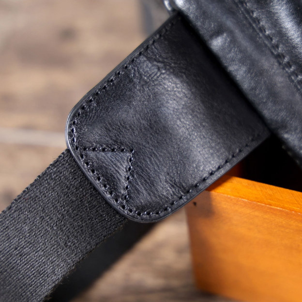 Black Leather Crossbody Bag - Motorcycle Phone Chest Pack YH0111