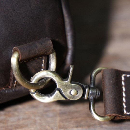 Brown Men's Leather Crossbody Bag - Rugged Chest Phone Pack