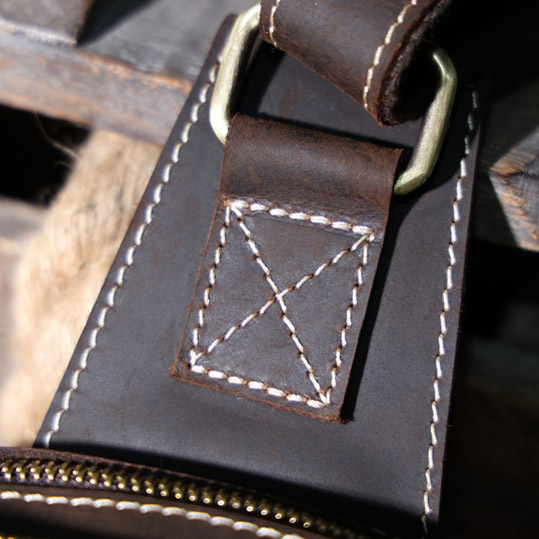 Brown Men's Leather Crossbody Bag - Rugged Chest Phone Pack