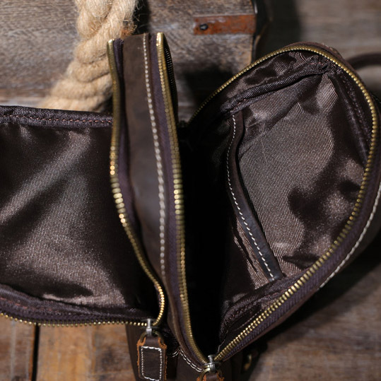 Brown Men's Leather Crossbody Bag - Rugged Chest Phone Pack